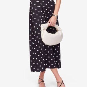 Melie Bianco Alexandra Top Handle Hand Bag in Cream Unique Design Gold Hardware